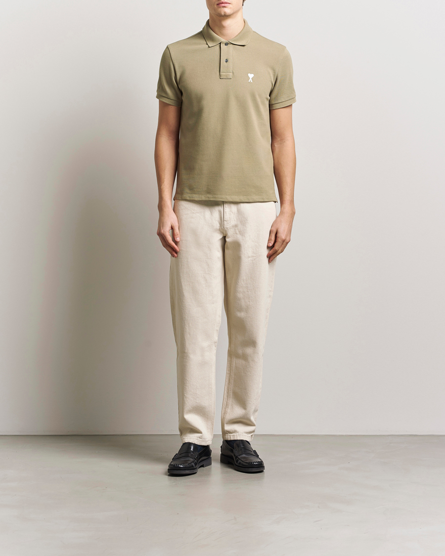 Herren | Poloshirts | AMI | Off White Heart Logo Polo Beige