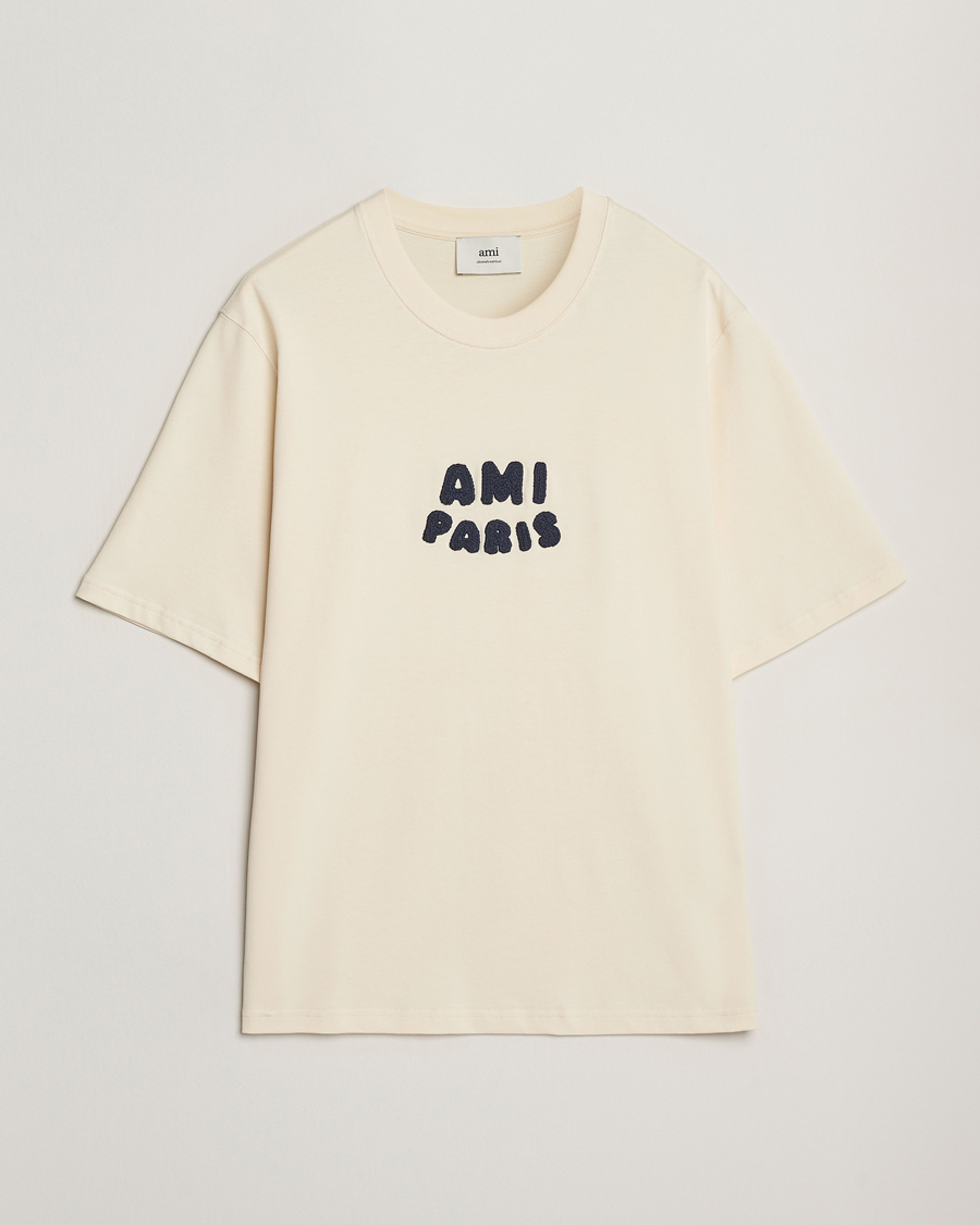 Herren | T-Shirts | AMI | Paris Logo T-Shirt White Cream