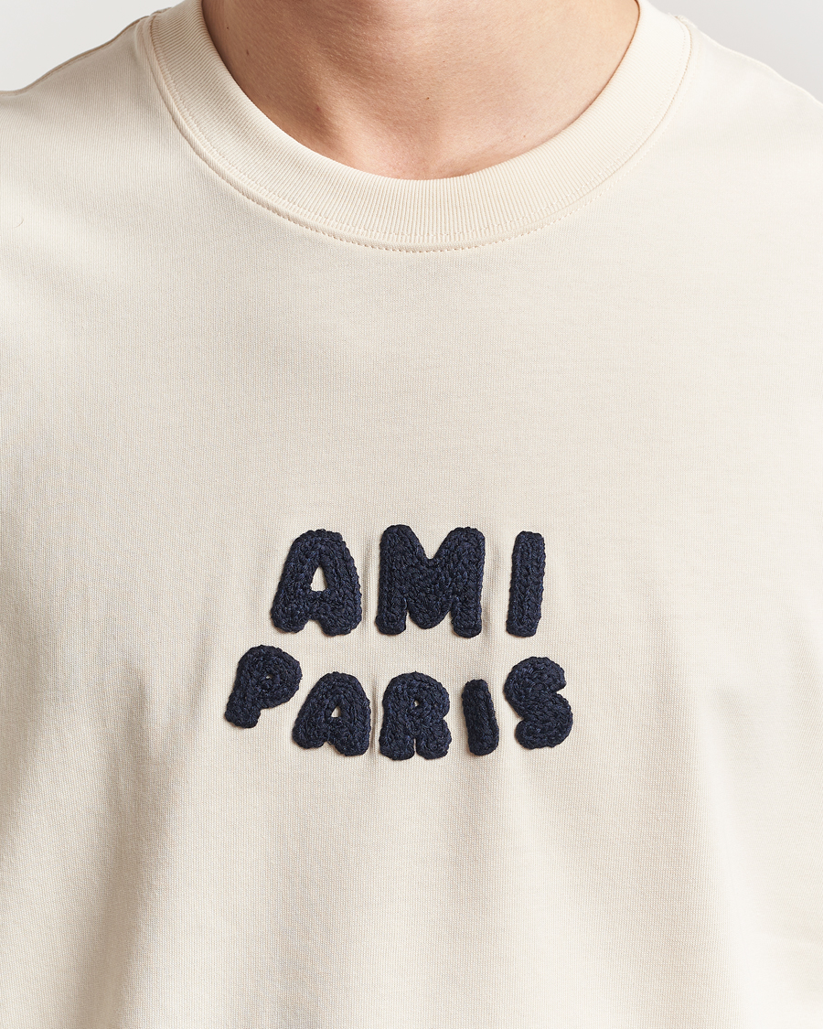 Herren | T-Shirts | AMI | Paris Logo T-Shirt White Cream