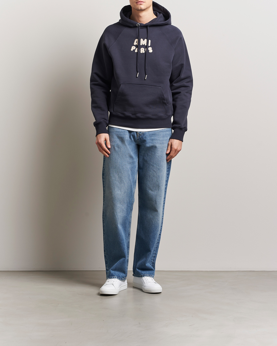 Herren | Pullover | AMI | Paris Logo Hoodie Navy Blue
