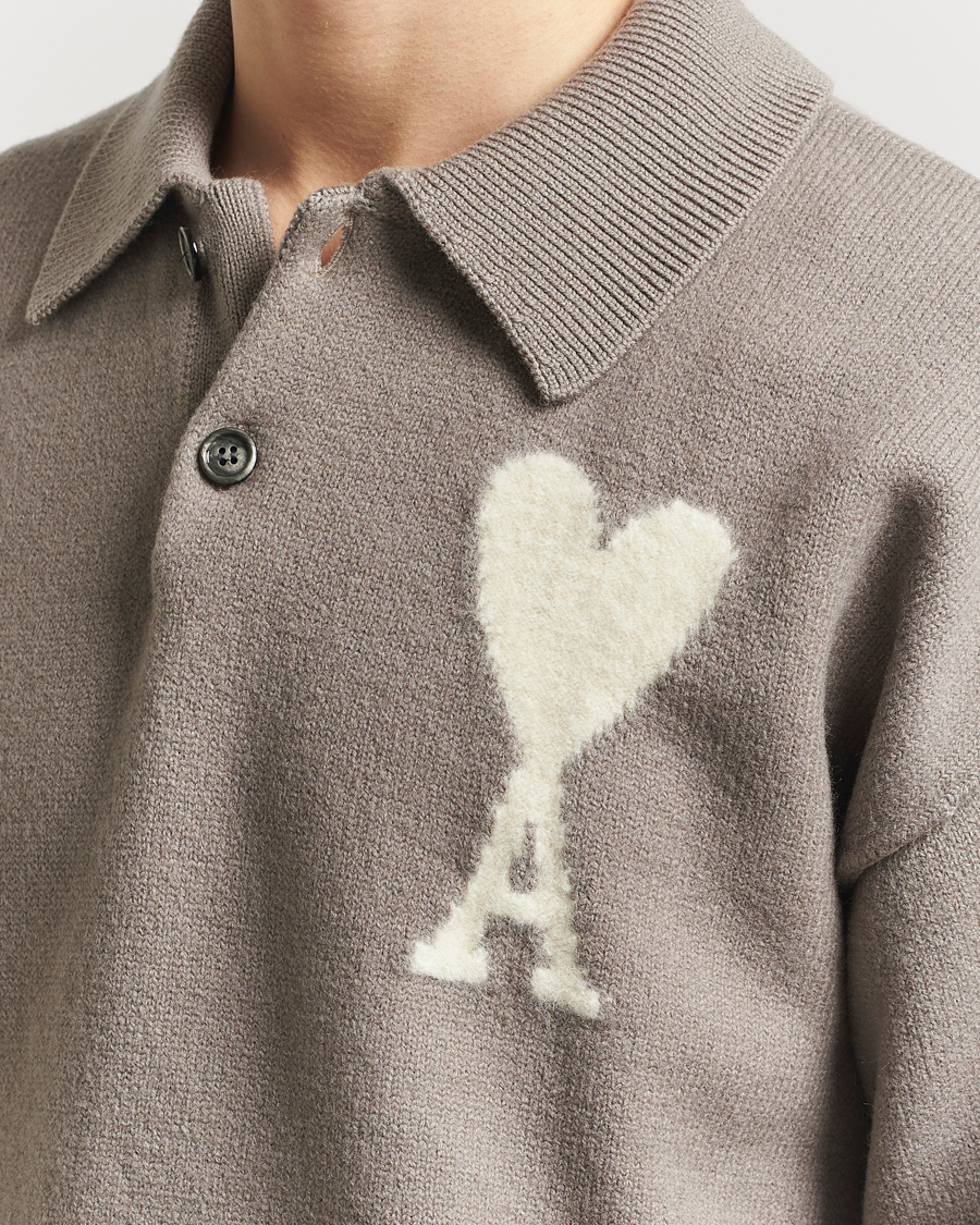 Herren | Pullover | AMI | Big Heart Wool Polo Ash