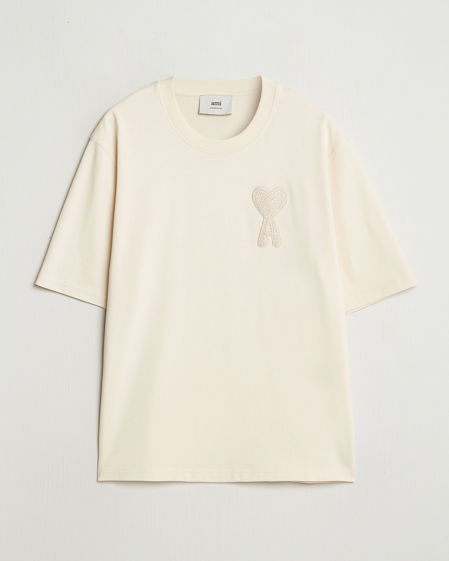 Herren | T-Shirts | AMI | Bouclé Heart T-Shirt White Cream