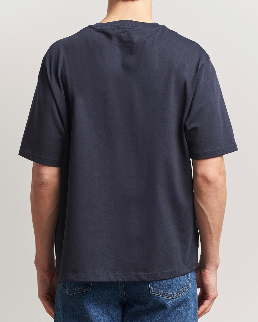 Herren | T-Shirts | AMI | Bouclé Heart T-Shirt Navy Blue