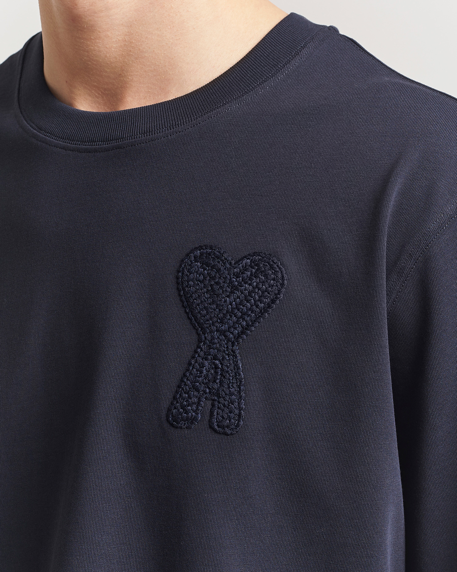 Herren | T-Shirts | AMI | Bouclé Heart T-Shirt Navy Blue