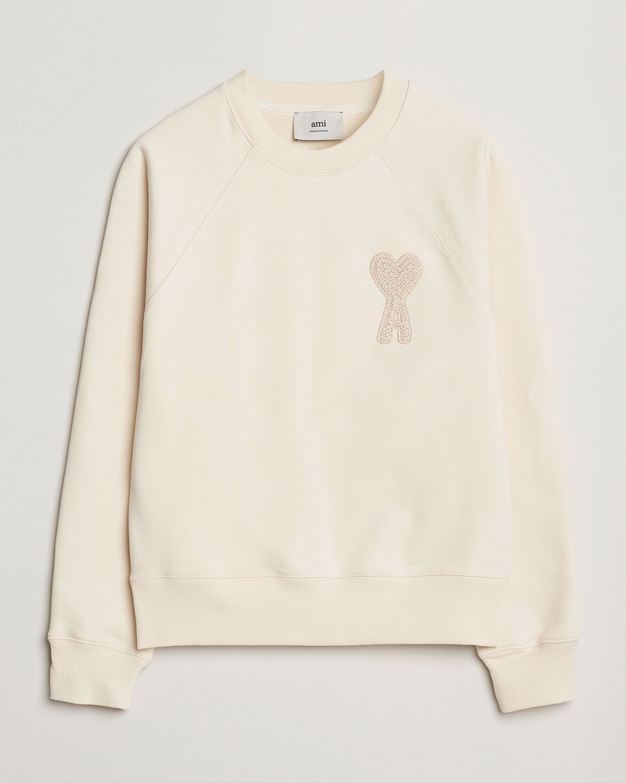 Herren | Pullover | AMI | Bouclé Heart Sweatshirt White Cream