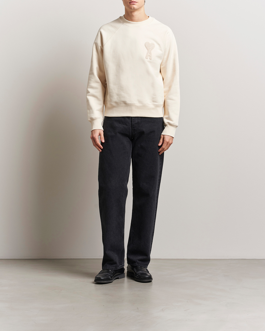 Herren | Pullover | AMI | Bouclé Heart Sweatshirt White Cream