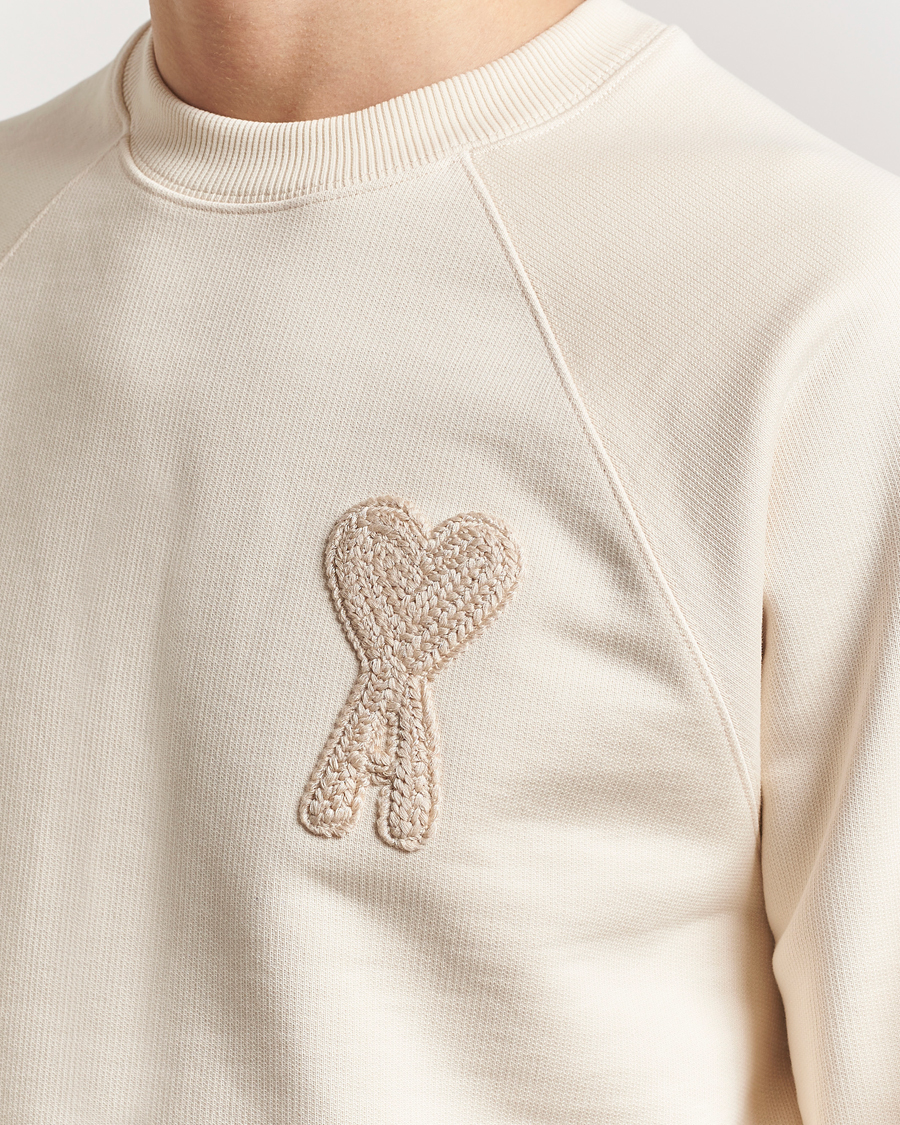 Herren | Pullover | AMI | Bouclé Heart Sweatshirt White Cream