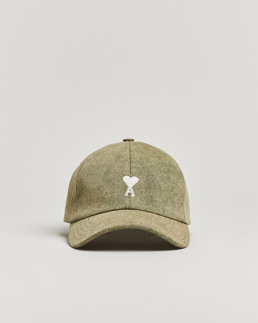 Herren | AMI Off White Heart Logo Cap Green | AMI | Off White Heart Logo Cap Green