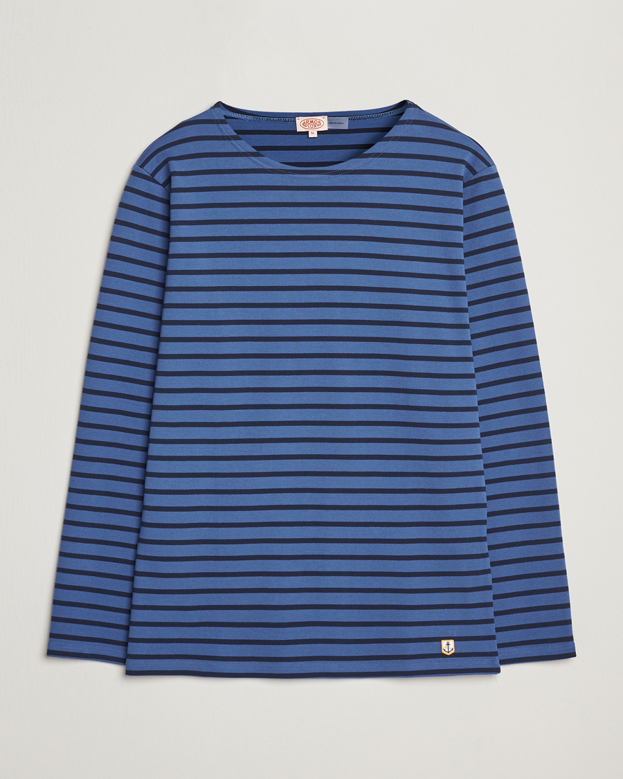 Herren | T-Shirts | Armor-lux | Houat Héritage Stripe Long Sleeve T-Shirt Obscure/Deep Marine
