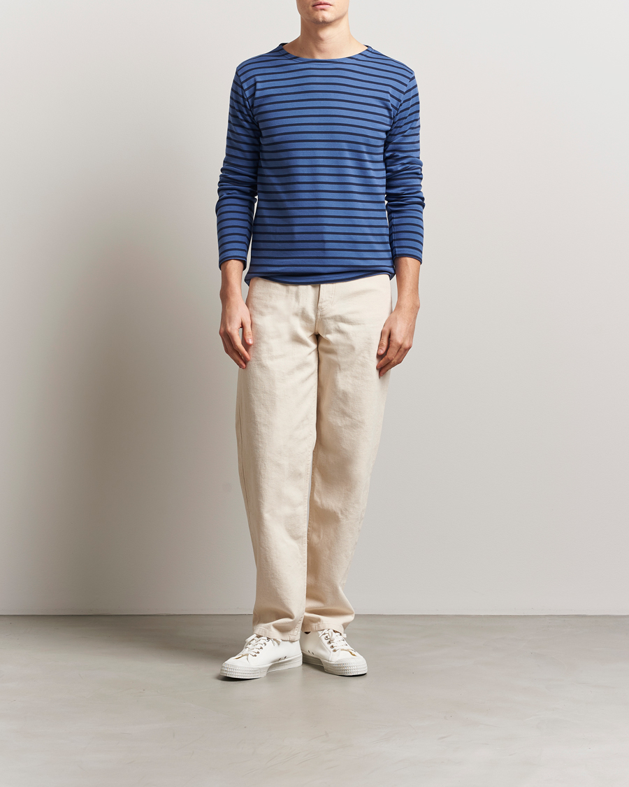 Herren | T-Shirts | Armor-lux | Houat Héritage Stripe Long Sleeve T-Shirt Obscure/Deep Marine