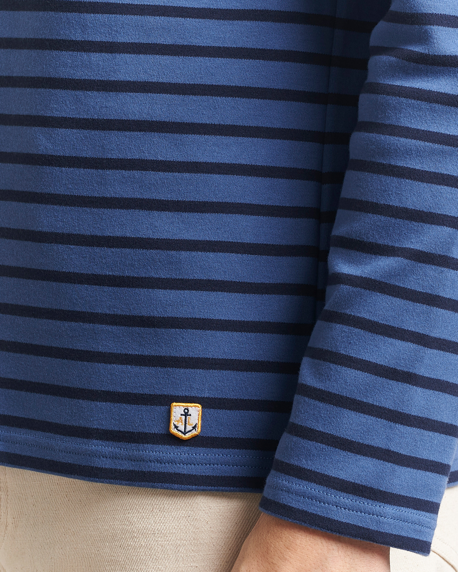 Herren | T-Shirts | Armor-lux | Houat Héritage Stripe Long Sleeve T-Shirt Obscure/Deep Marine