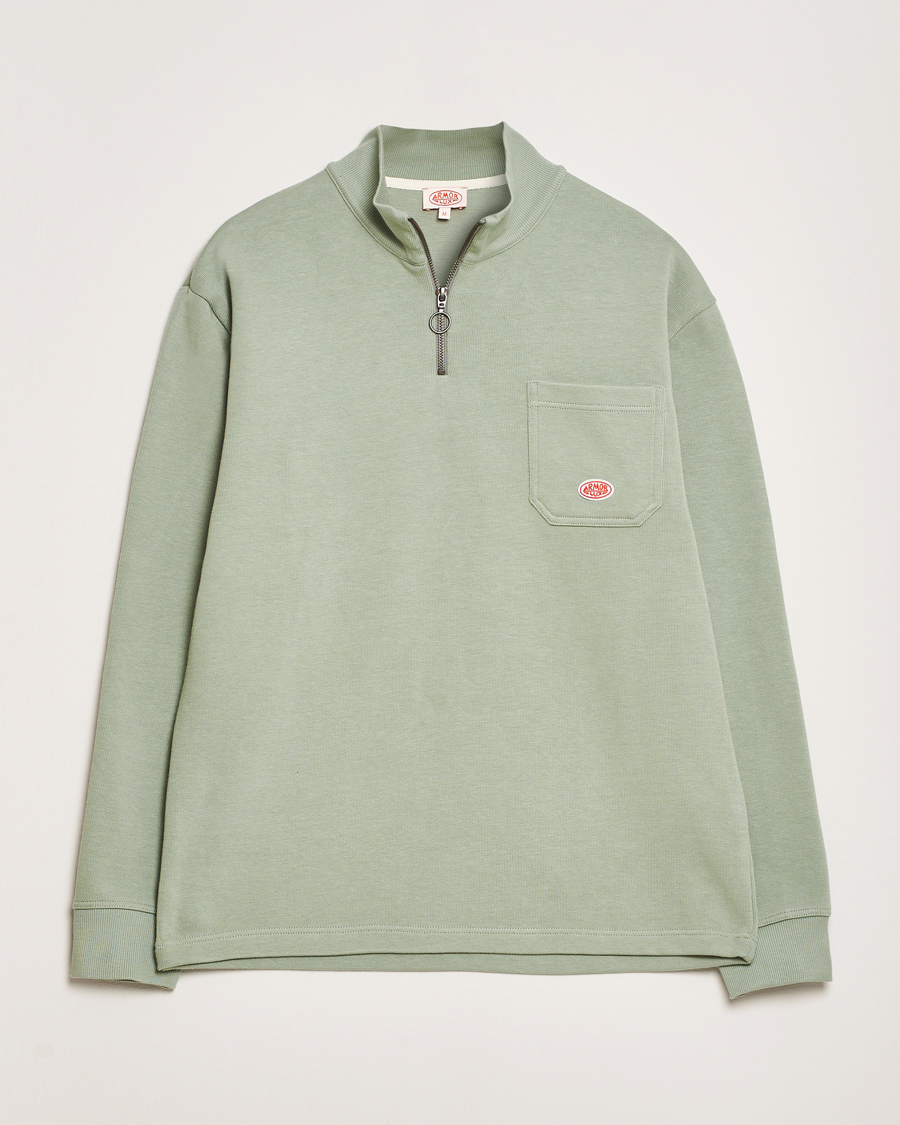 Herren | Pullover | Armor-lux | Camionneur Cotton Half Zip Sweater Shadow Green