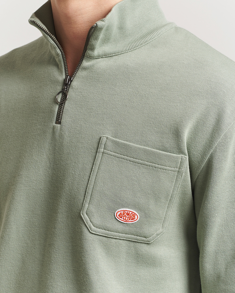 Herren | Pullover | Armor-lux | Camionneur Cotton Half Zip Sweater Shadow Green