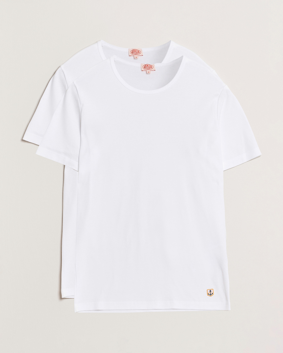 Herren | T-Shirts | Armor-lux | 2-Pack Crew Neck T-Shirt White/White