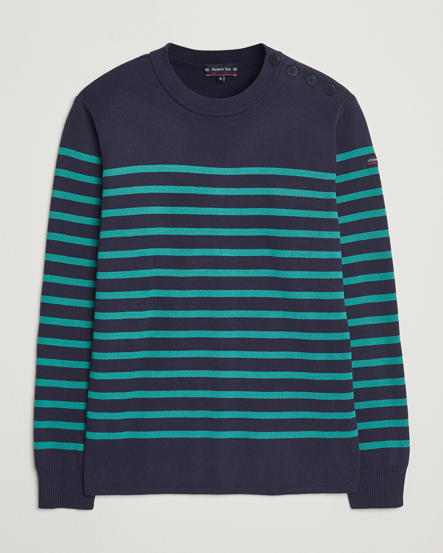 Herren | Pullover | Armor-lux | Groix Striped Sweater Navy/Deep Jungle