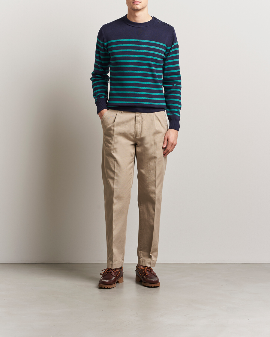 Herren | Pullover | Armor-lux | Groix Striped Sweater Navy/Deep Jungle
