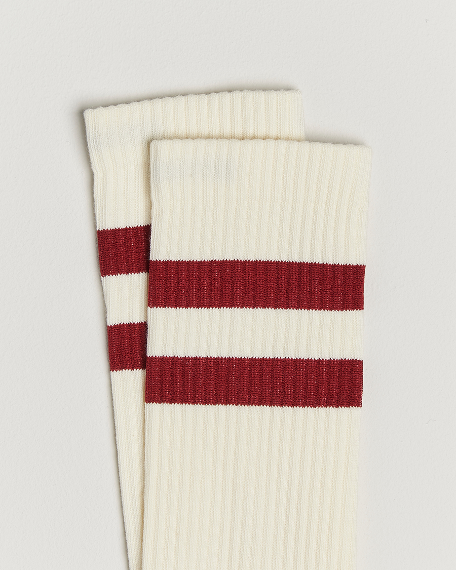 Herren | Unterwäsche | Sweyd | Two Stripe Cotton Socks White/Red