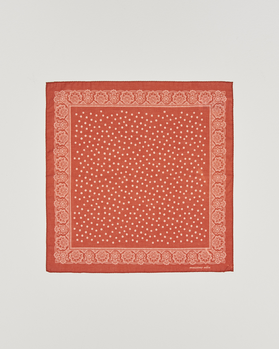 Herren | Massimo Alba Printed Cotton Voile Handkerchief Burn Red | Massimo Alba | Printed Cotton Voile Handkerchief Burn Red
