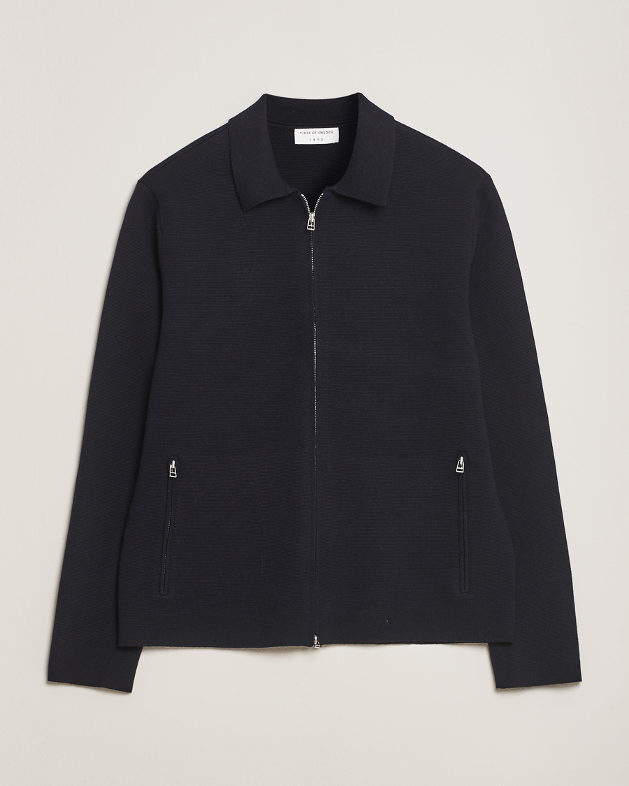 Herren | Pullover | Tiger of Sweden | Celyn Knitted Full Zip Light Ink