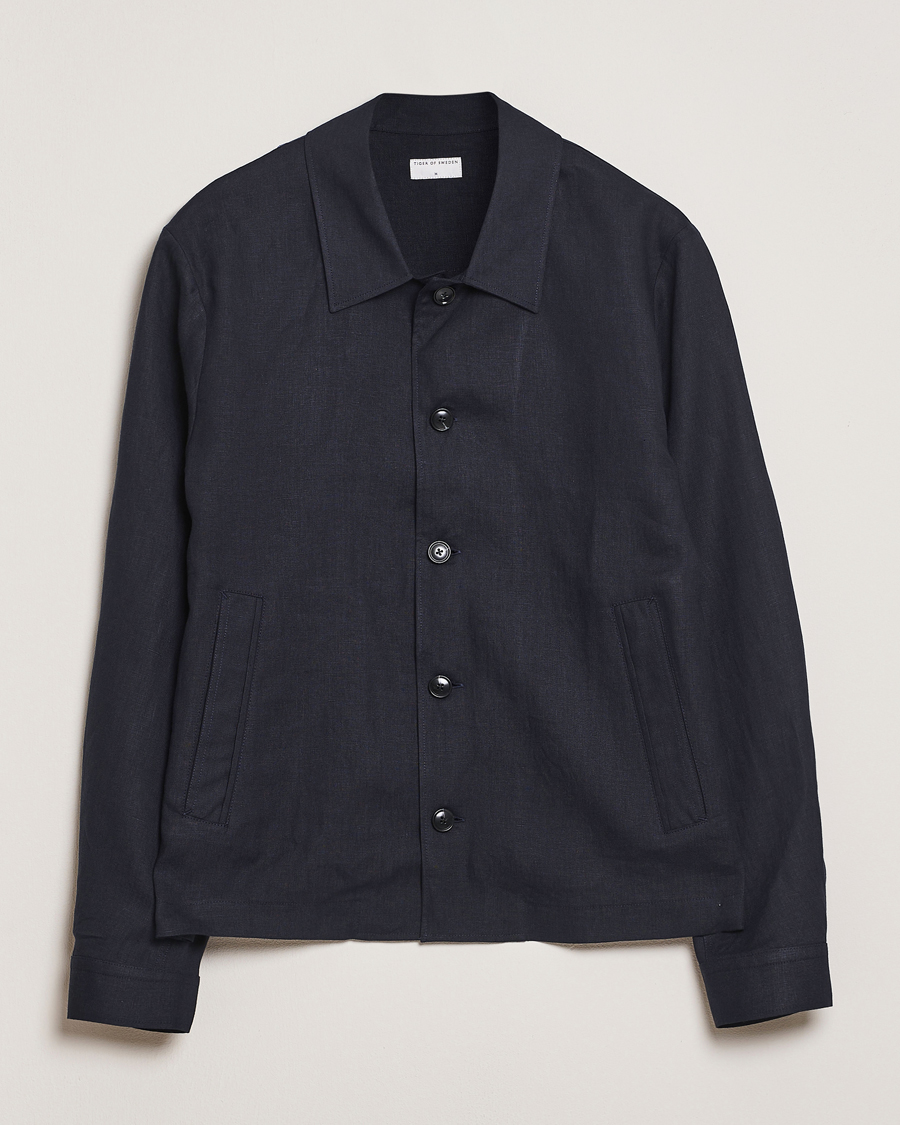 Herren | Hemden | Tiger of Sweden | Barnaby Linen Overshirt Midnight Blue