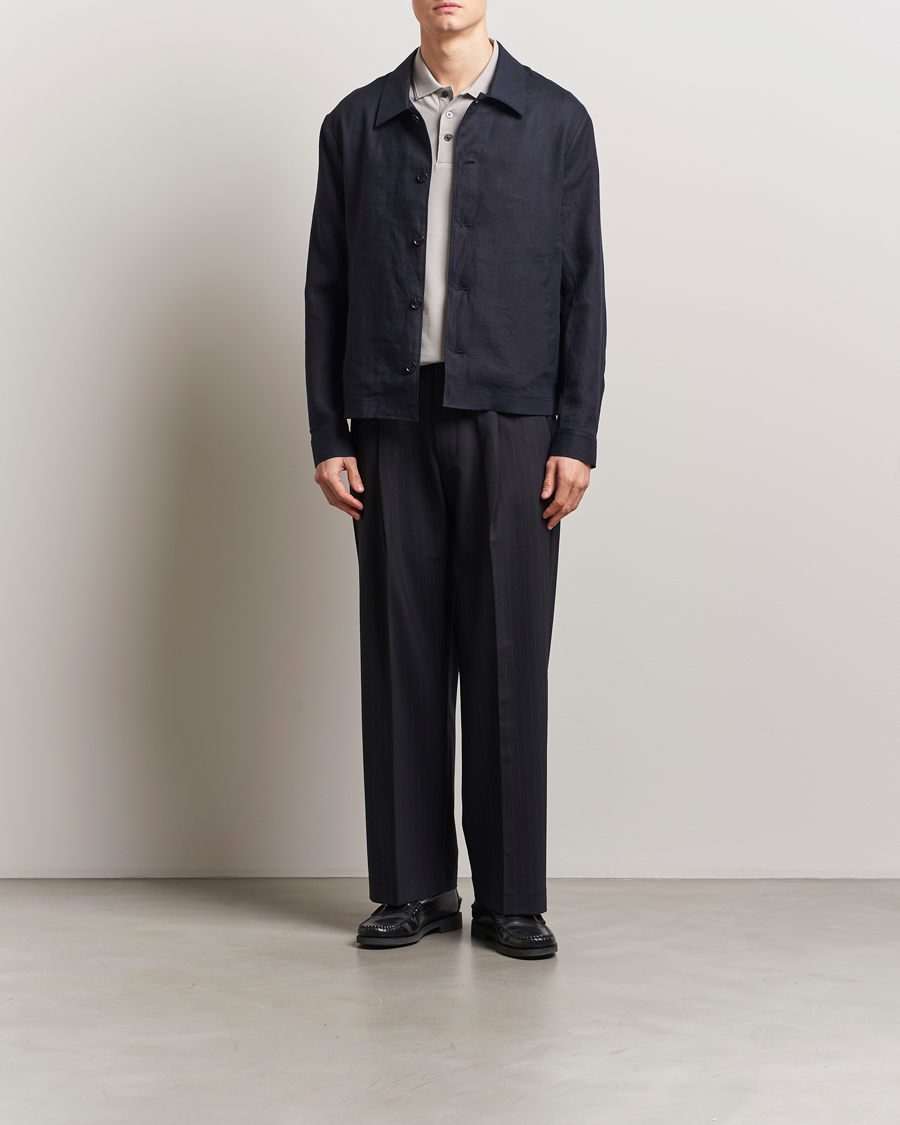 Herren | Hemden | Tiger of Sweden | Barnaby Linen Overshirt Midnight Blue