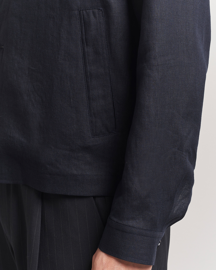 Herren | Hemden | Tiger of Sweden | Barnaby Linen Overshirt Midnight Blue