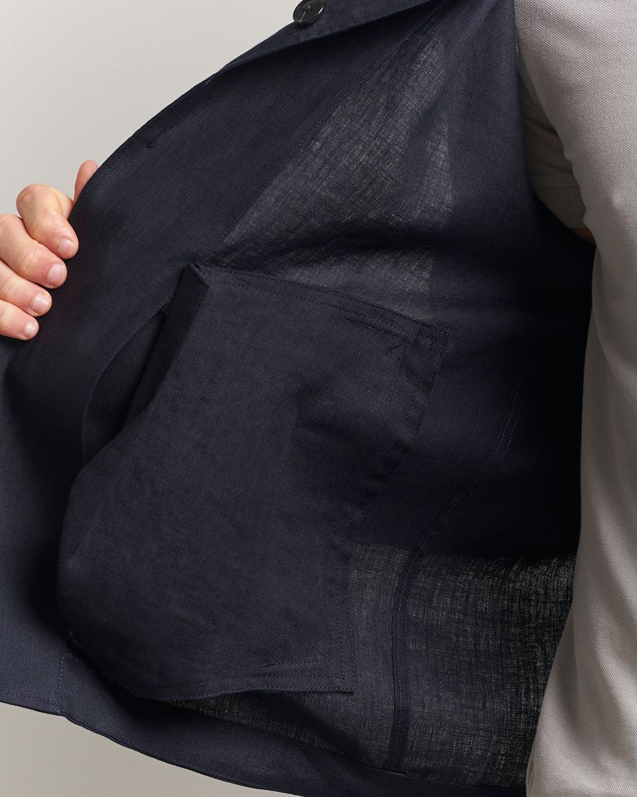 Herren | Hemden | Tiger of Sweden | Barnaby Linen Overshirt Midnight Blue