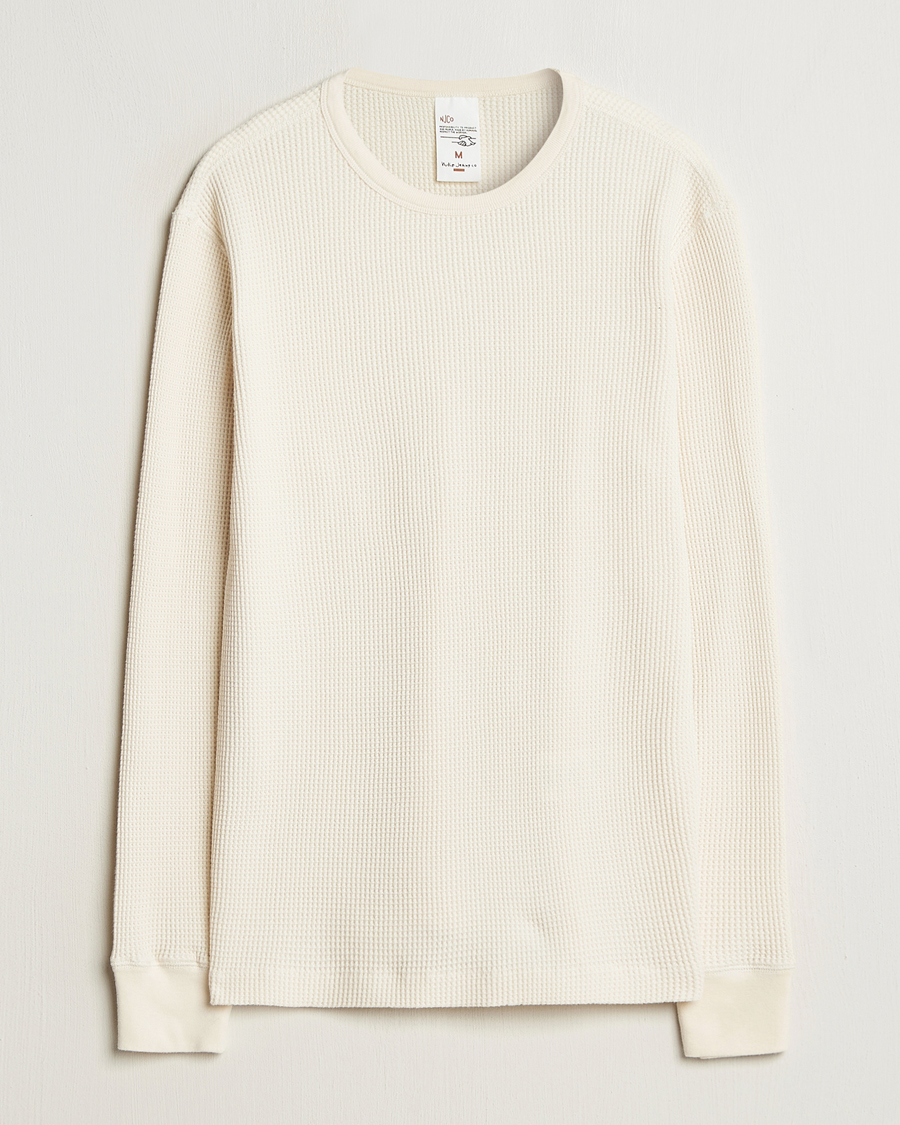 Herren | T-Shirts | Nudie Jeans | Waffle Long Sleeve T-Shirt Ecru
