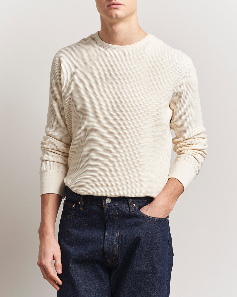 Herren | T-Shirts | Nudie Jeans | Waffle Long Sleeve T-Shirt Ecru