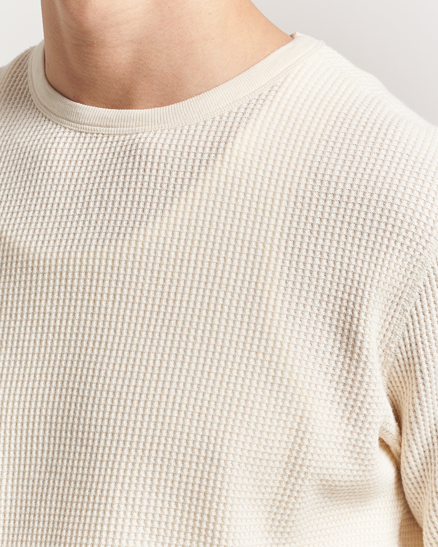 Herren | T-Shirts | Nudie Jeans | Waffle Long Sleeve T-Shirt Ecru