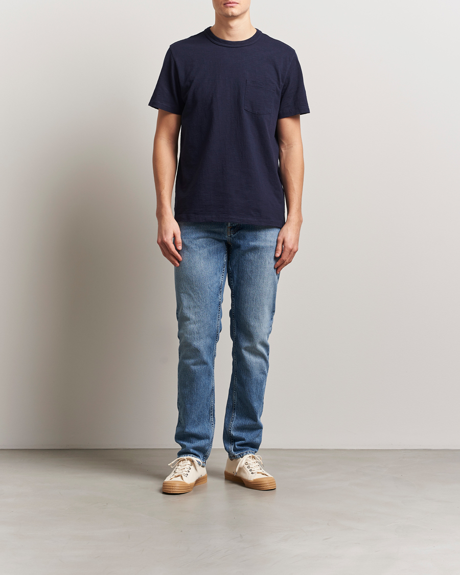 Herren | T-Shirts | Nudie Jeans | Roy Heavy Slub T-Shirt Blueberry