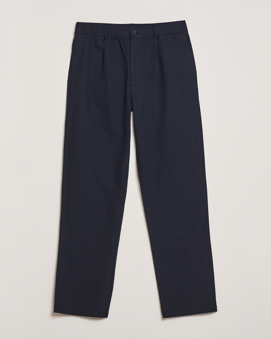 Herren | Hosen | Samsøe Samsøe | Bertil Cotton/Linen Drawstring Trousers Salute Navy
