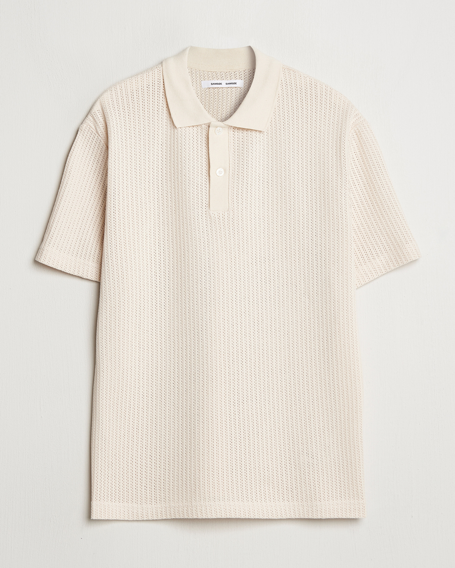 Herren | Poloshirts | Samsøe Samsøe | Jase Structured Knitted Polo Clear Cream