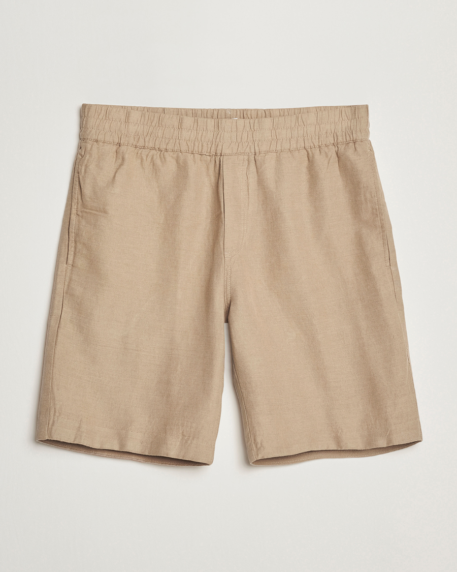 Herren | Shorts | Samsøe Samsøe | Smith Cotton/Linen Drawstring Shorts Greige