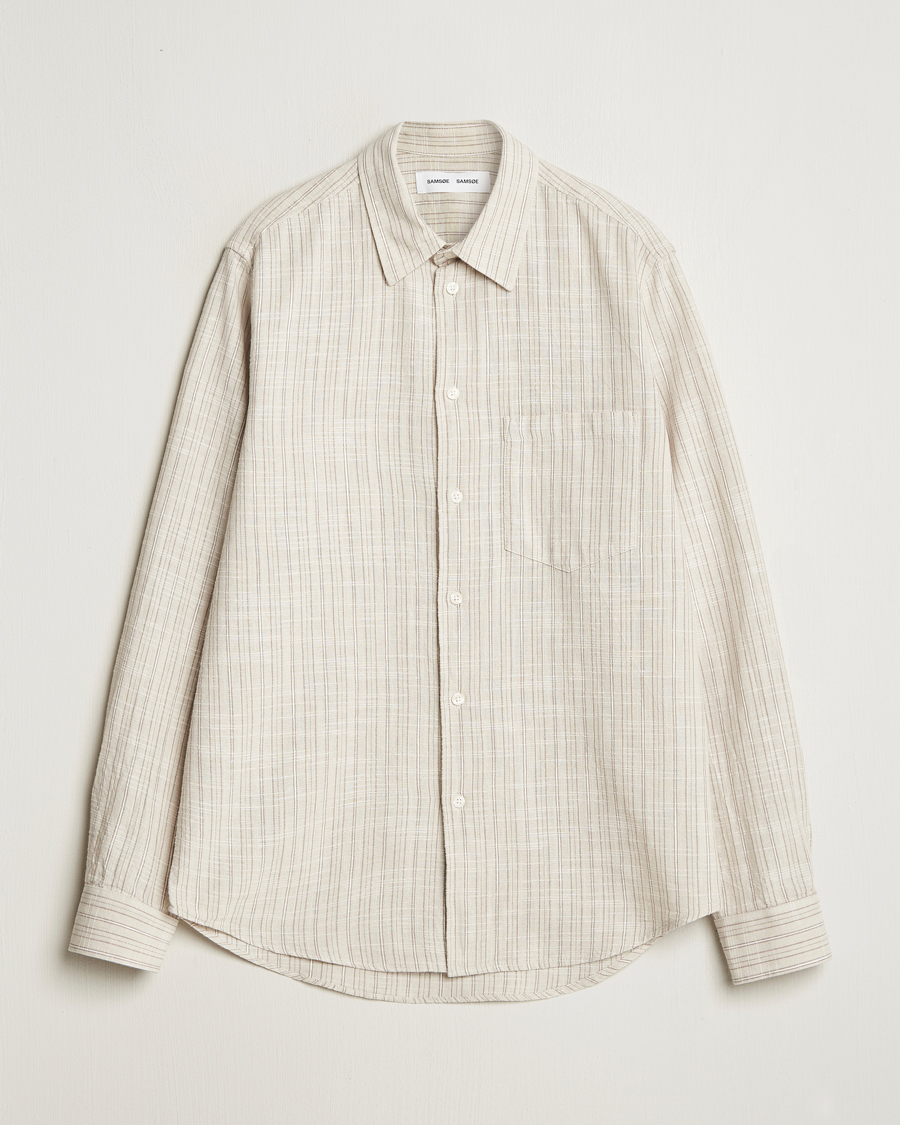 Herren | Hemden | Samsøe Samsøe | Liam Cotton/Linen Striped Shirt Moonstruck