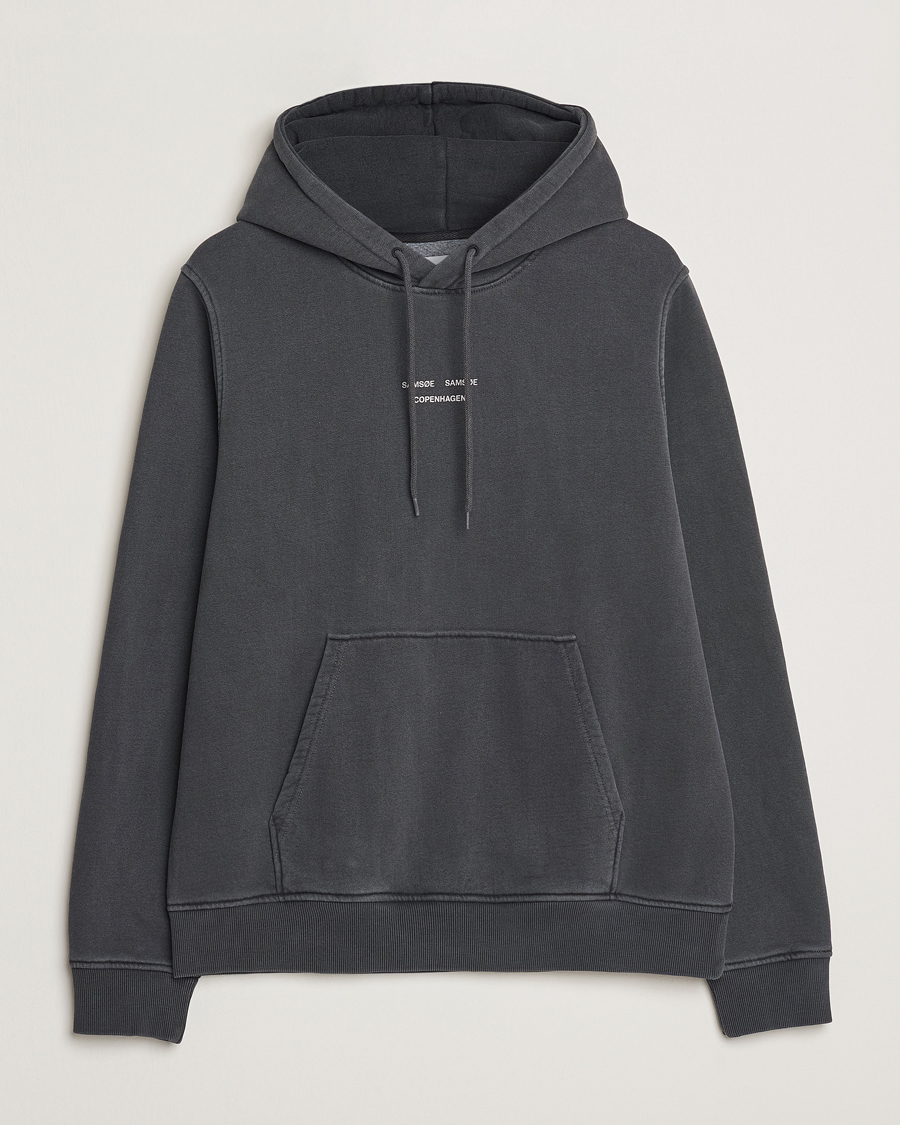 Herren | Pullover | Samsøe Samsøe | Marcus Center Logo Hoodie Washed Black