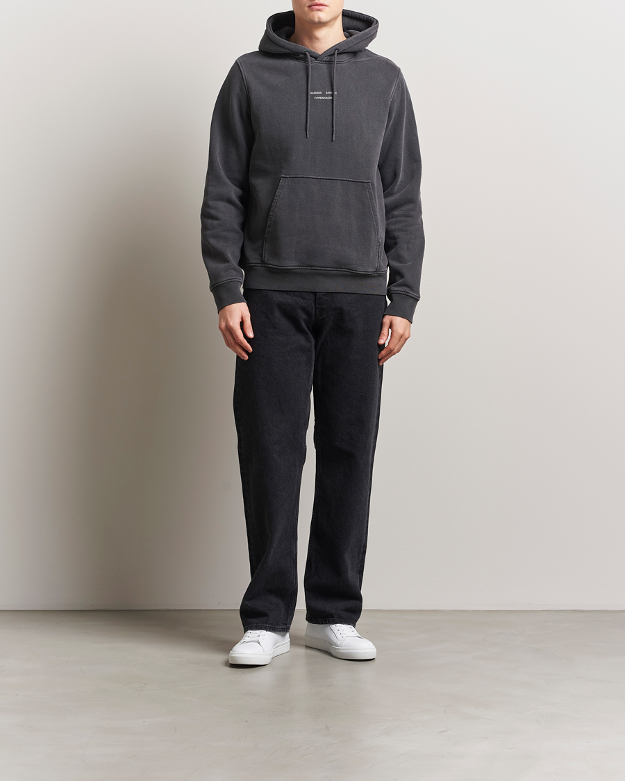Herren | Pullover | Samsøe Samsøe | Marcus Center Logo Hoodie Washed Black