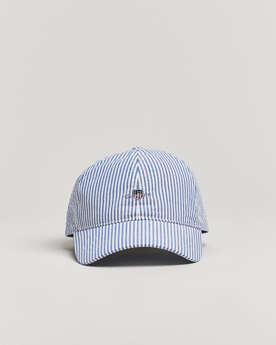 Herren | GANT Striped Seersucker Cap Rich Blue | GANT | Striped Seersucker Cap Rich Blue