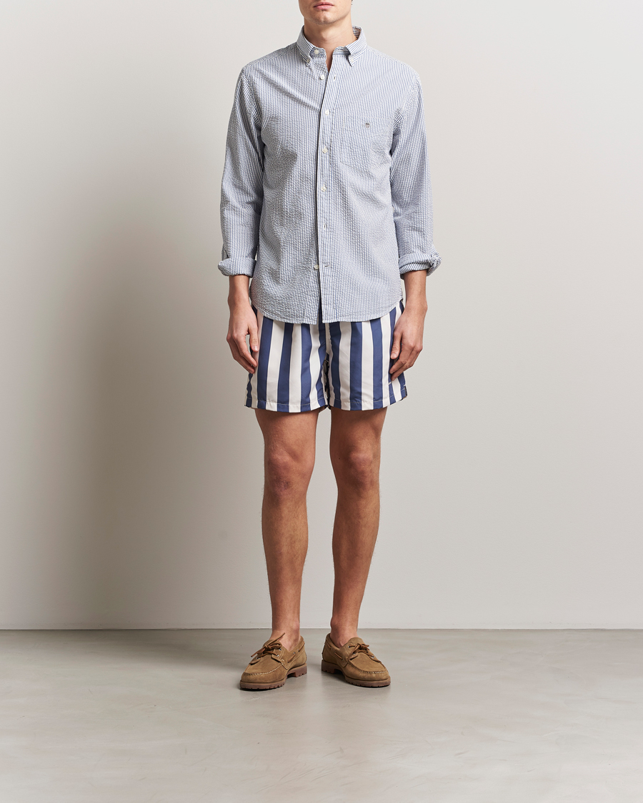 Herren | Badehosen | GANT | Blockstriped Swimshorts Dusty Navy