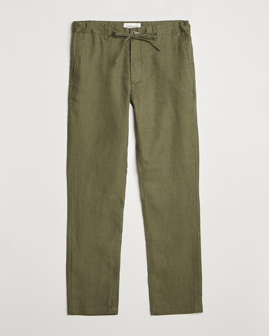 Herren | Hosen | GANT | Relaxed Linen Drawstring Pants Juniper Green