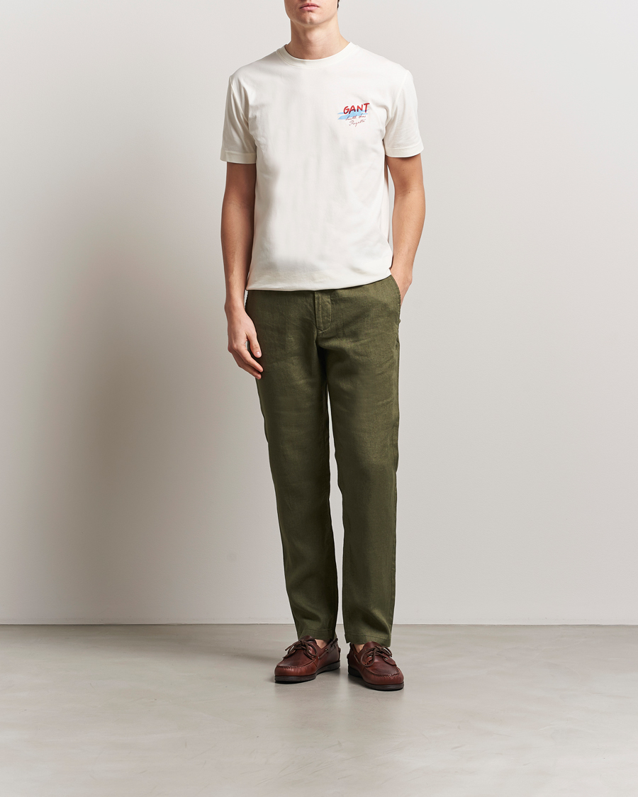 Herren | Hosen | GANT | Relaxed Linen Drawstring Pants Juniper Green