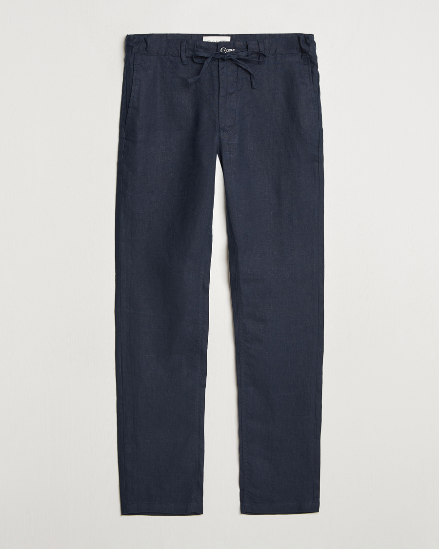 Herren | Hosen | GANT | Relaxed Linen Drawstring Pants Evening Blue