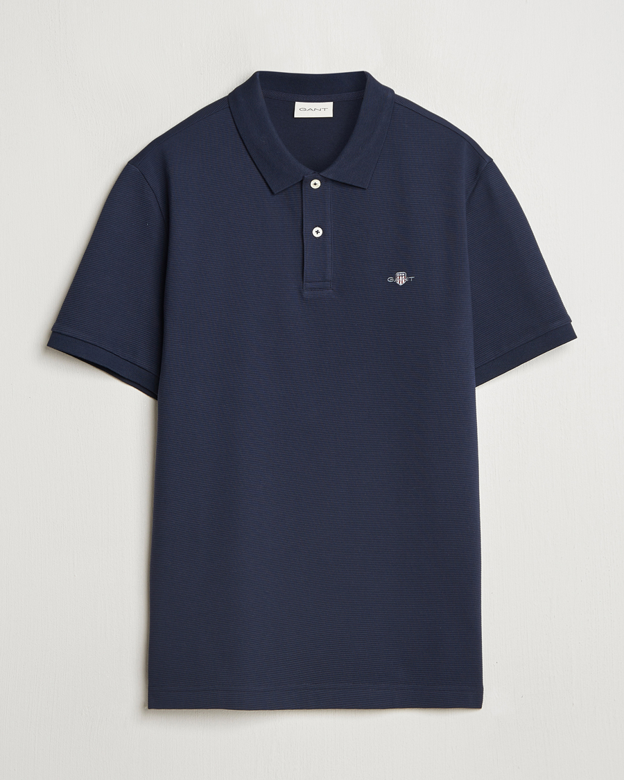 Herren | Poloshirts | GANT | Textured Polo Evening Blue