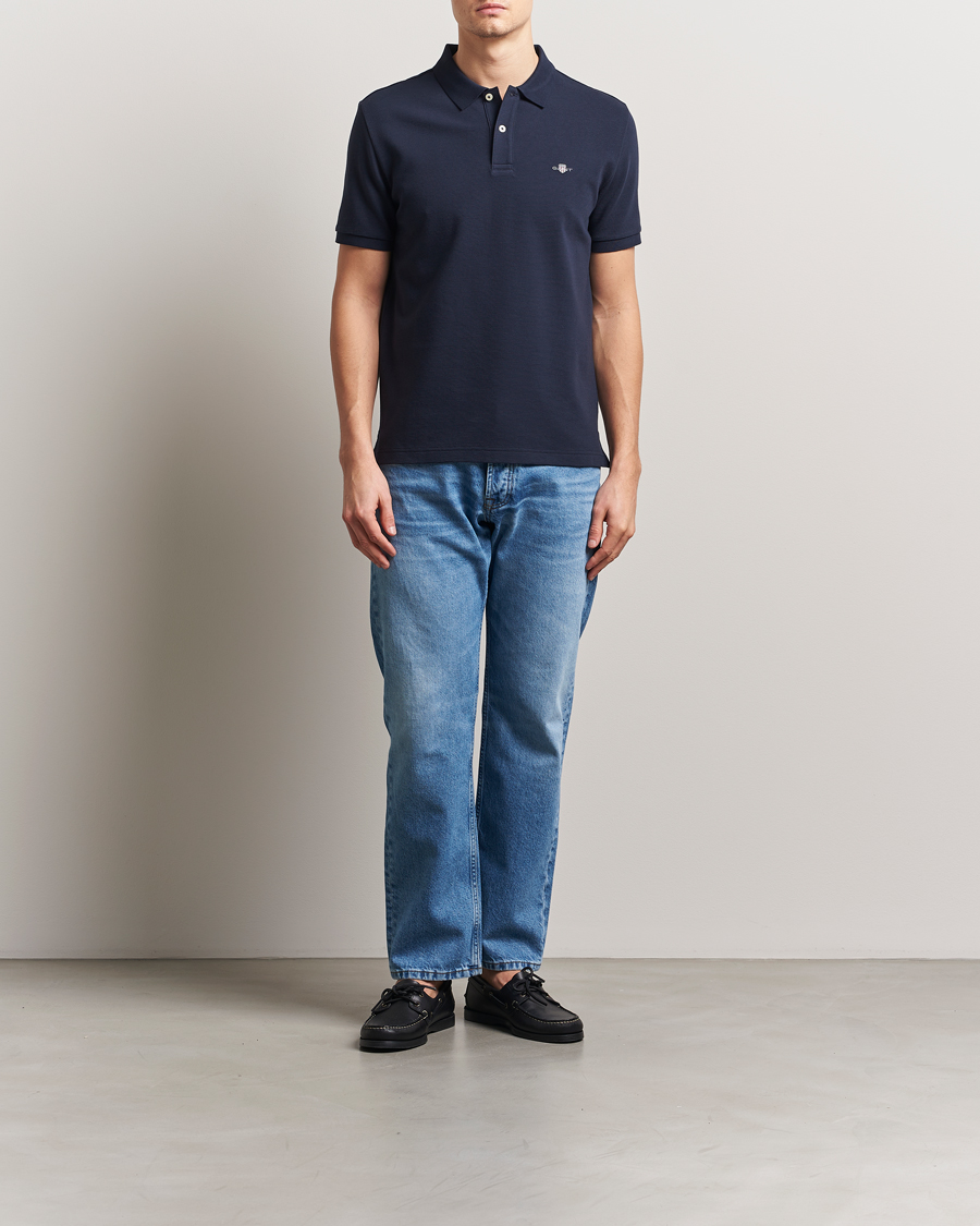 Herren | Poloshirts | GANT | Textured Polo Evening Blue