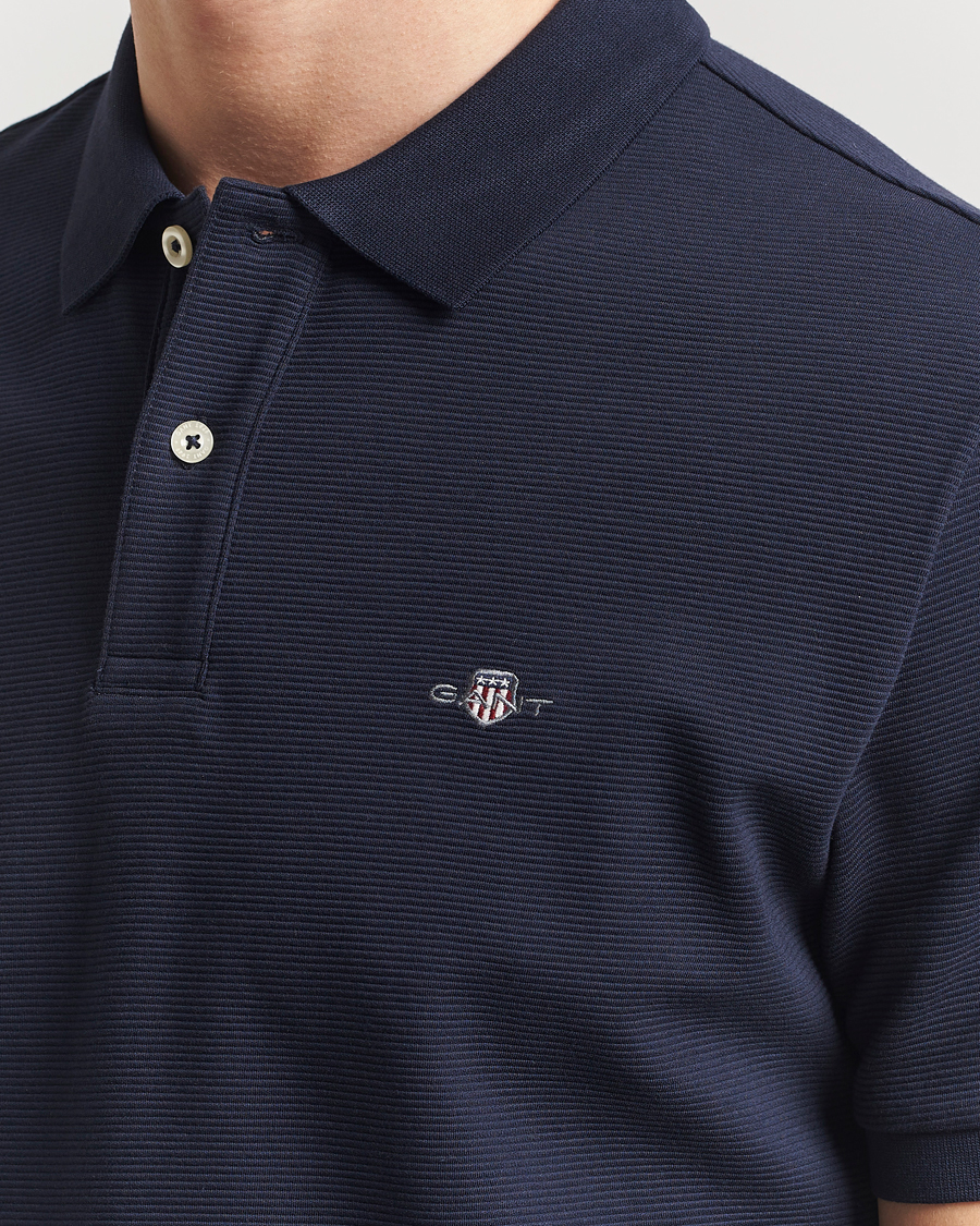 Herren | Poloshirts | GANT | Textured Polo Evening Blue