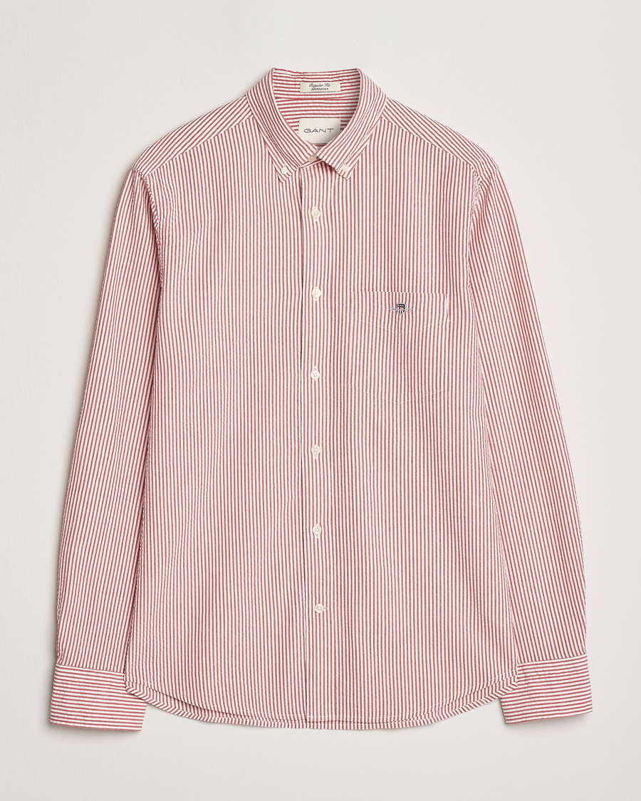 Herren | Hemden | GANT | Regular Fit Striped Seersucker Shirt Ruby Red