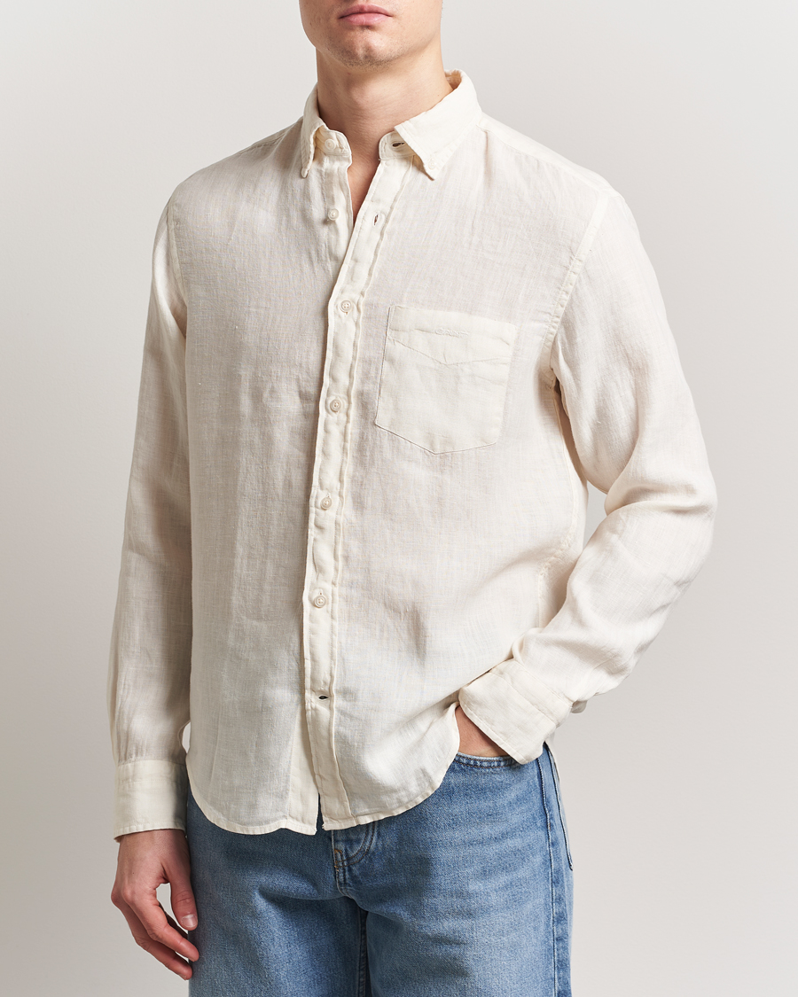 Herren | Hemden | GANT | Regular Fit Garment Dyed Linen Shirt Cream