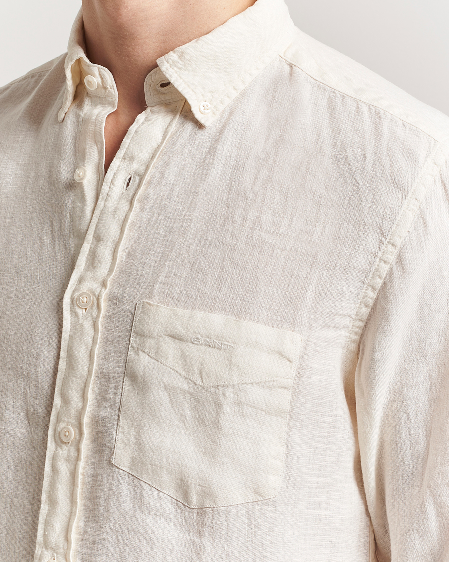 Herren | Hemden | GANT | Regular Fit Garment Dyed Linen Shirt Cream