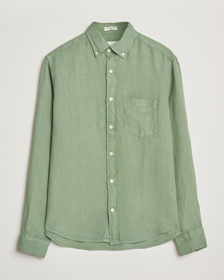 Herren | Hemden | GANT | Regular Fit Garment Dyed Linen Shirt Kalamata Green