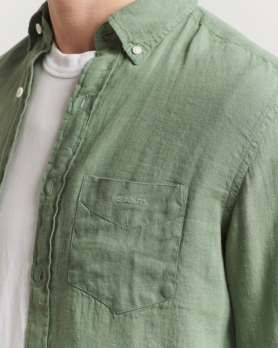 Herren | Hemden | GANT | Regular Fit Garment Dyed Linen Shirt Kalamata Green